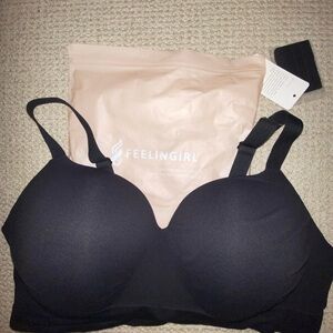 Feelingirl wireless push up seamless comfort full coverage Black Women's Bra